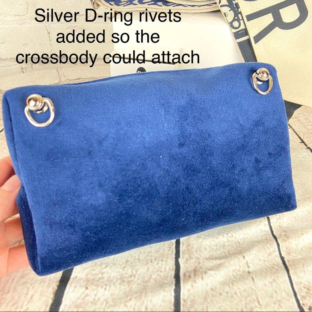 Dior blue velvet pouch crossbody from beauty line with scarf - Picture 8 of 12